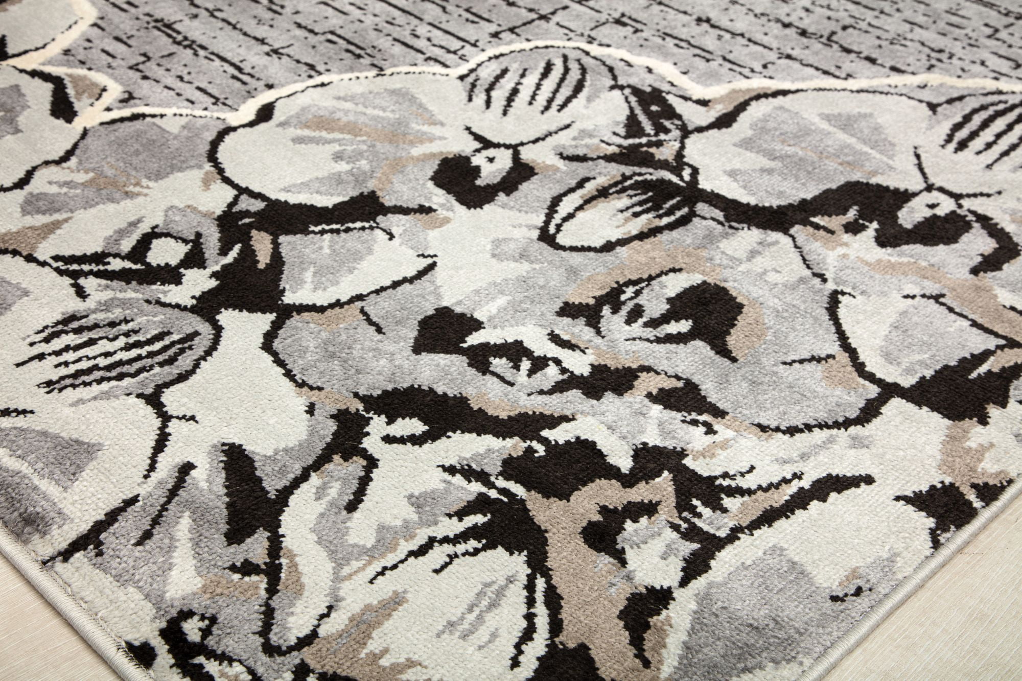 Elizabeth Sutton VE65B Cloud Nine Floral Modern Gray Area Rug, 2'0" x 4'0"