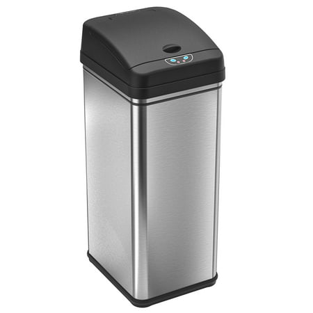 iTouchless 13 Gallon Touchless Sensor Kitchen Trash Can, Stainless Steel, Odor Filter