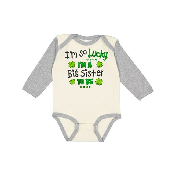 Inktastic I'm So Lucky I'm a Big Sister to Be Girls Long Sleeve Baby Bodysuit