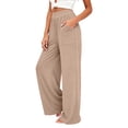 thumbnail image 6 of Yifymode Wide Leg Pants for Women High Wasited Baggy Palazzo Pants Casual Pull On Bell Bottom Smocked Elastic Waist Pants,Beige S, 6 of 6