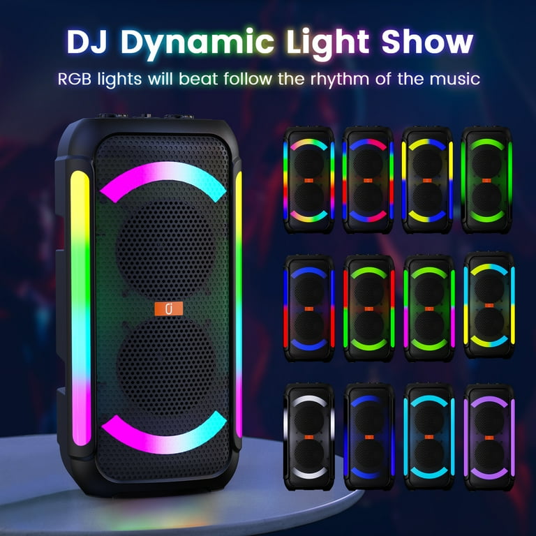 Macchina Karaoke Portatile Con 2 Microfoni – Bluetooth 5.3, Altoparlante 40W, Batteria 6000mAh, Luci RGB, Per Feste E Campeggio