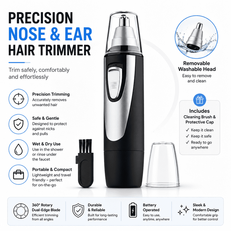 Waterproof Electric Nose Trimmer, Wet and Dry photo 4