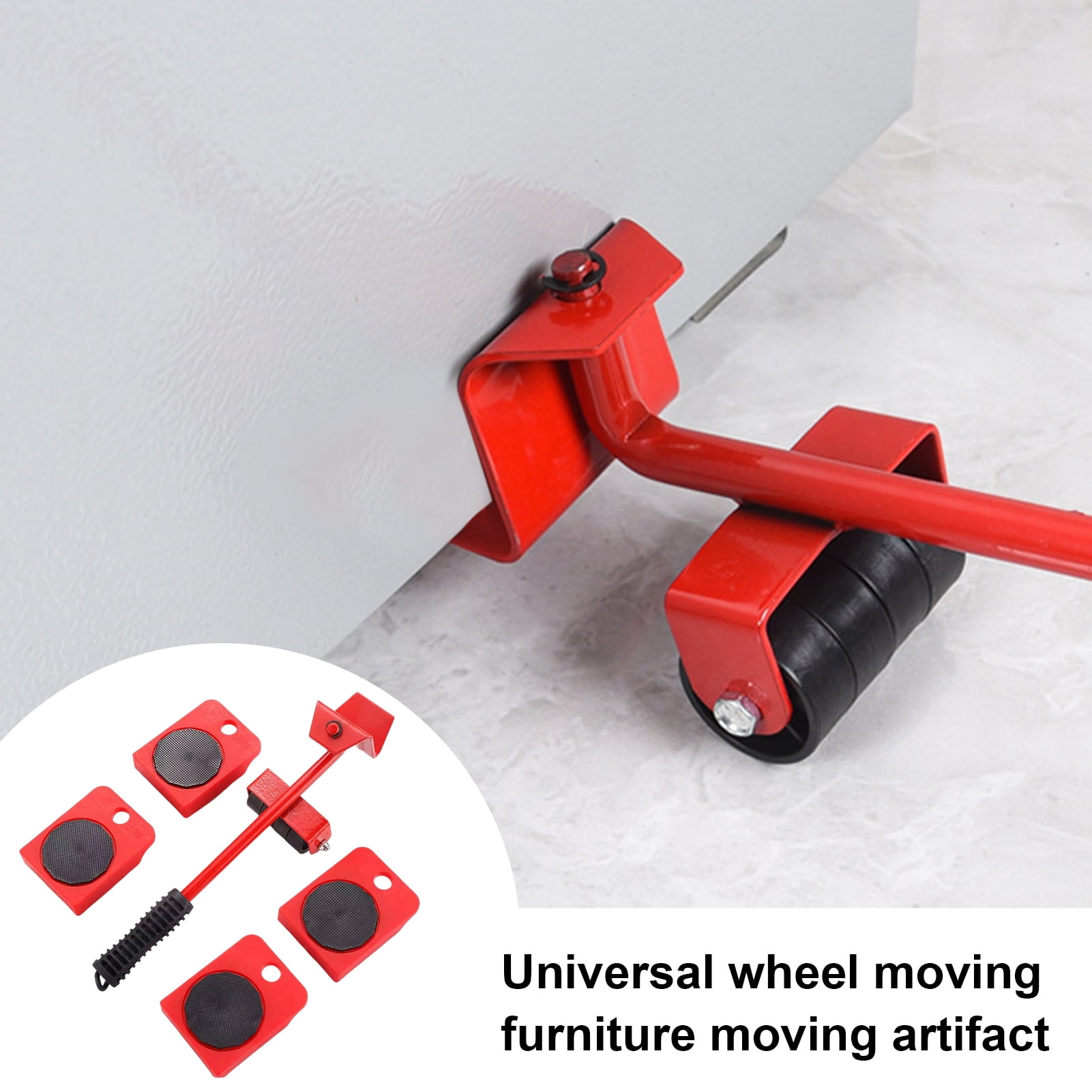 Grofry 5 Pcs/Set Furniture Mover Tool Set Compact Furniture Movers with Wheels Heavy Duty Appliance Rollers Furniture Slider Kit