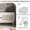 thumbnail image 6 of Wohh Boho Rattan Entryway Bench with Storage, Cushioned Shoe Bench with Double Doors, Wooden Shoe Organizer Bench for Entryway and Hallway,Beige, 6 of 11
