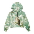 thumbnail image 5 of Xixirimido Owl Cherry Blossom Green Printed Girls' Hoodies Sweatshirts Half Zipper Pullover Crop Tops with Pocket for Teen Girls Long Sleeve Sweater Size 13-14, 5 of 7