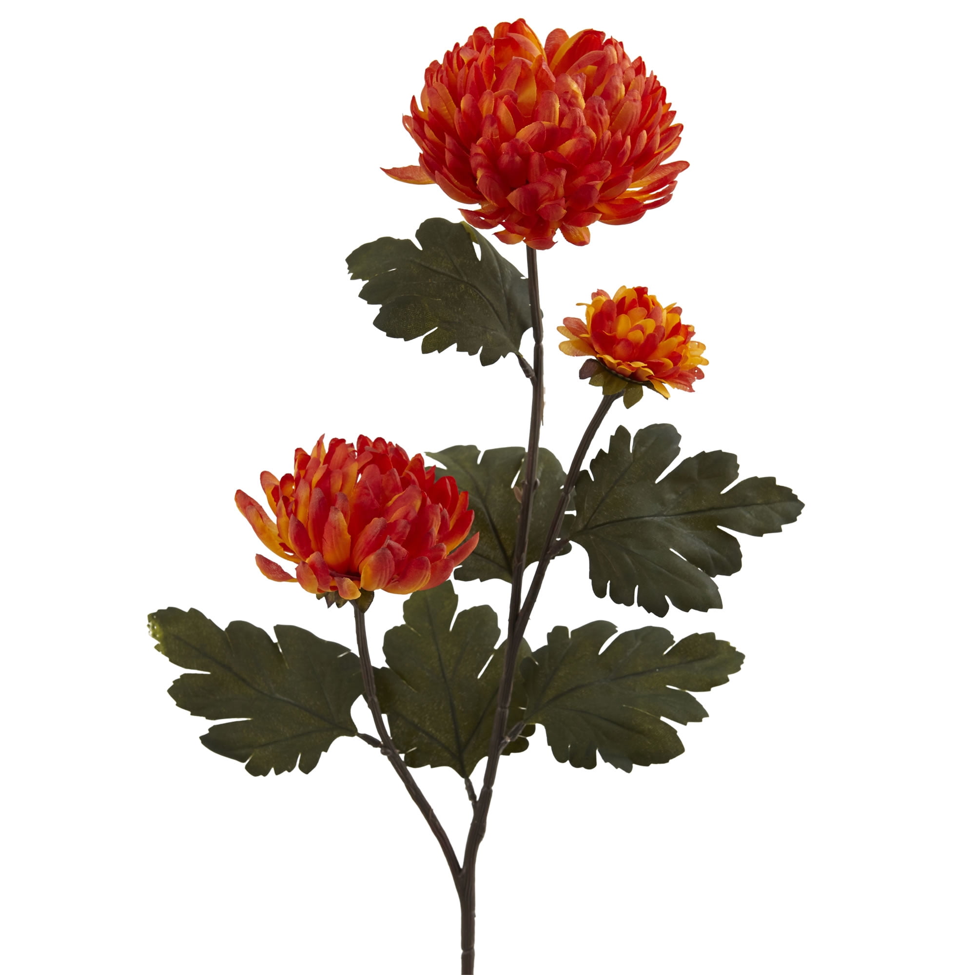Nearly Natural 29in. Chrysanthemum Artificial Flower (Set of 12), Orange