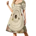 thumbnail image 3 of Vestido vintage de manga corta con estampado de círculo del zodiaco y horóscopo, vestidos de lujo para mujer, ropa para mujer, 3 of 7