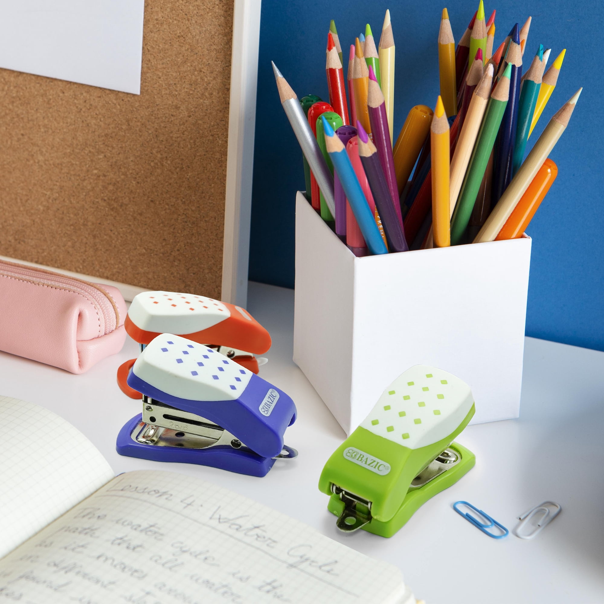 BAZIC Mini Cushion Grip Standard (26/6) Stapler w/ 500 Ct. Staples