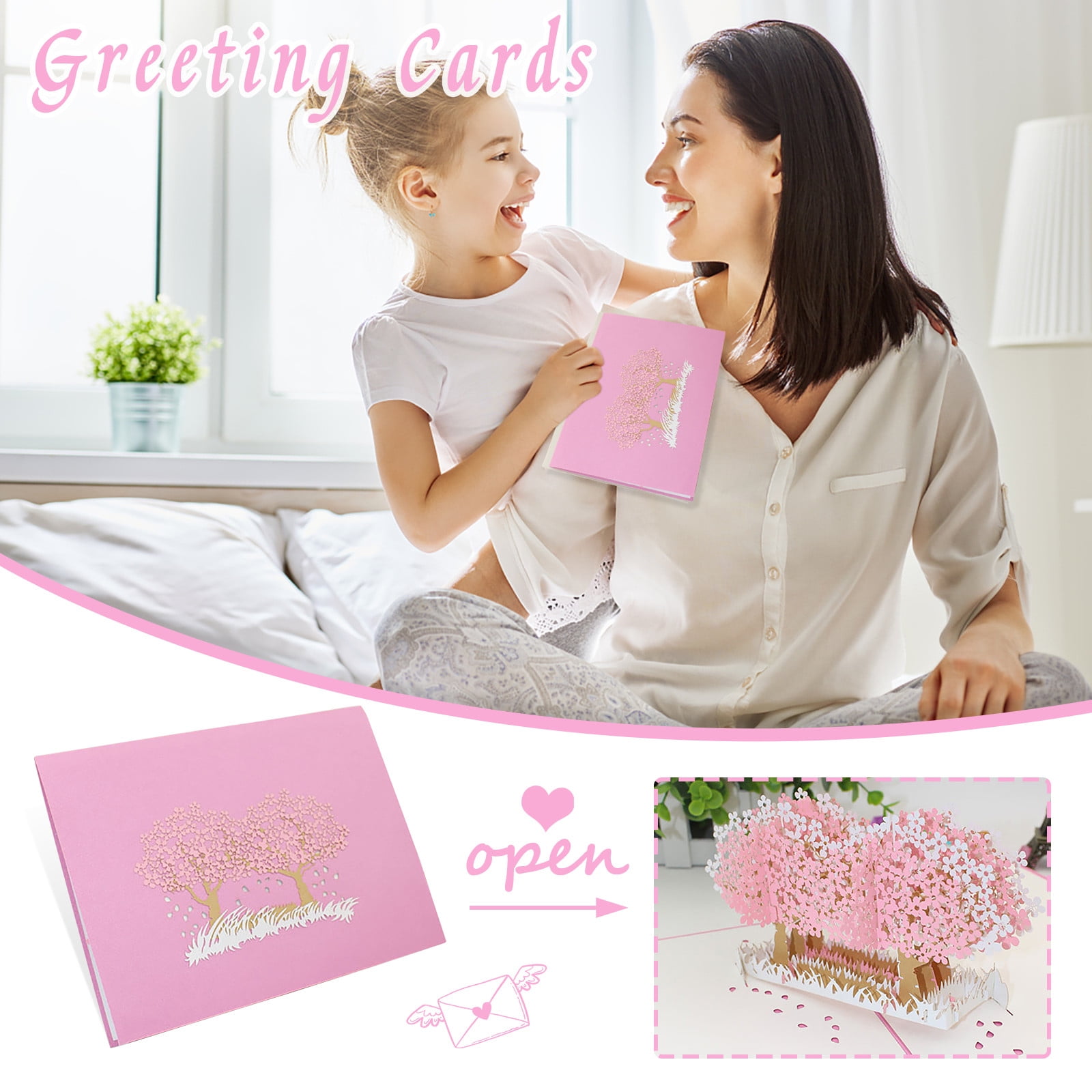 3D Yhree-Dimensional Greeting Card Paper-Cut Two-Color Beautiful Tree