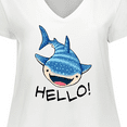 thumbnail image 4 of Inktastic Cute Whale Shark Says Hello Women's Plus Size V-Neck T-Shirt, 4 of 5