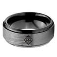 thumbnail image 2 of Tungsten Vintage Heart Crown Band Ring 8mm Men Women Comfort Fit Black Step Bevel Edge Brushed Gray Polished, 2 of 4