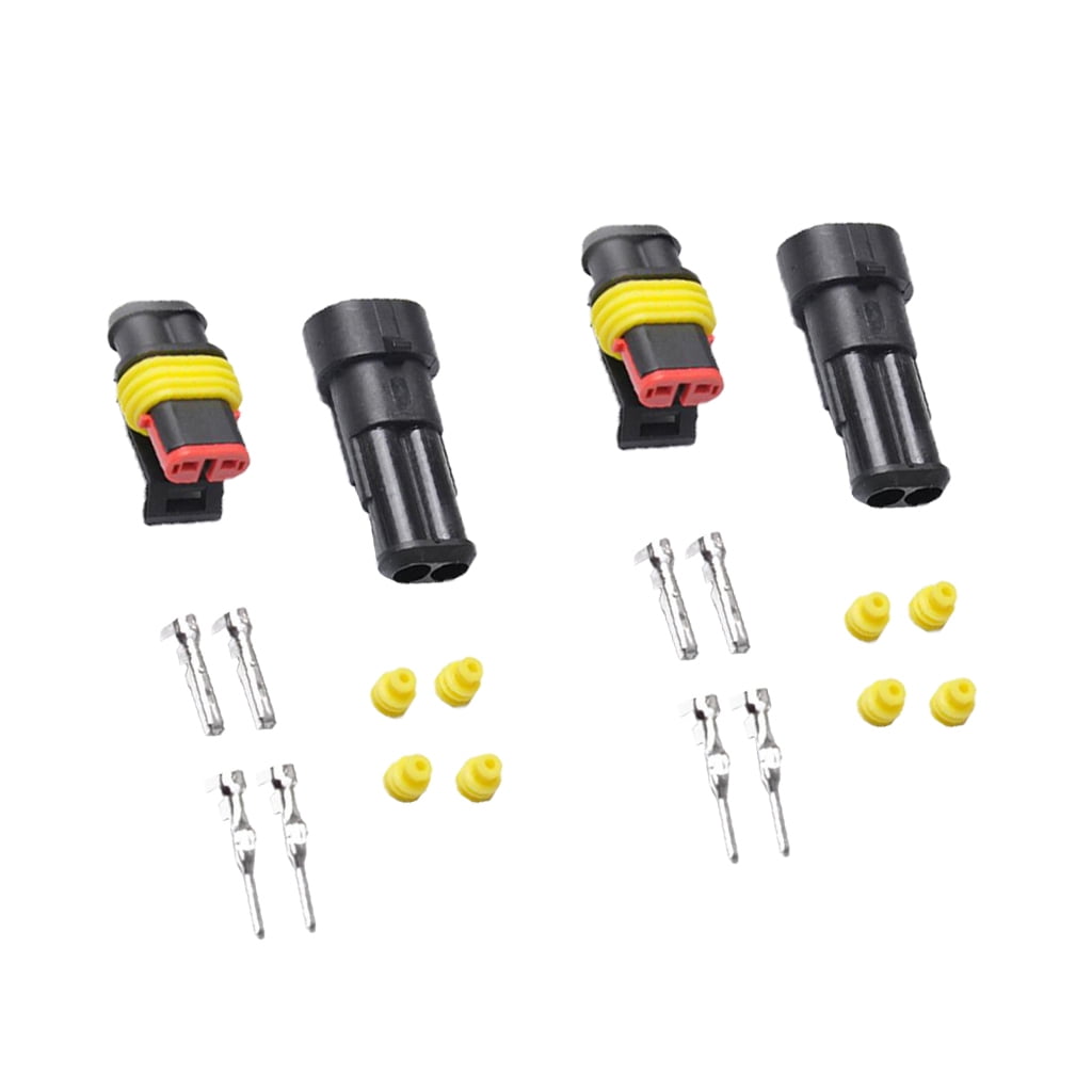 2 Sets 2 Pin Sealed Waterproof Electrical Wire Connector Plug Marine