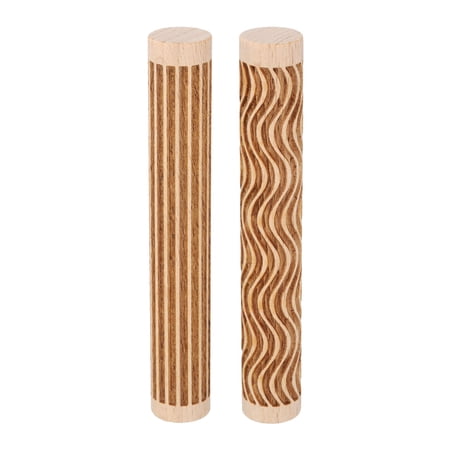 Uxcell 2pcs Wood Clay Roller 4 Straight Lines Curved Lines Pattern Rolling Pins Wood Rollers Pottery Tools Wood Grain Texture Rollers for Clay Baking Dough Playdough DIY