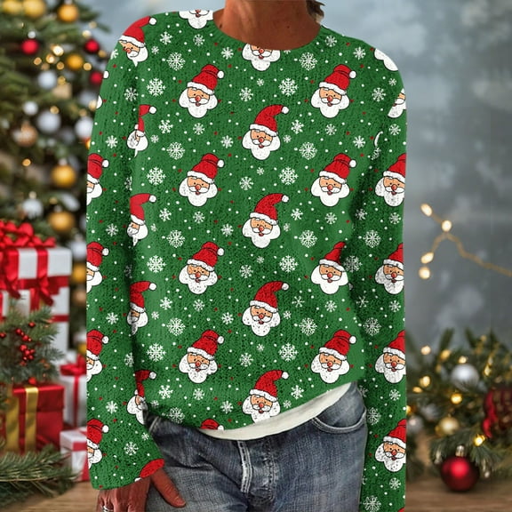 Abomasnow Christmas Sweaters for Women Lightweight Long Sleeve Crewneck Xmas Print Pullover Tops S-2X