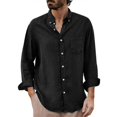 thumbnail image 1 of Camisa informal de lino y algodón para hombre, blusa holgada de manga larga con botones., 1 of 5