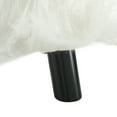 thumbnail image 4 of Linon June Faux Fur Wood Upholstered Foot Stool in White, 4 of 5