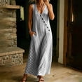 thumbnail image 6 of Snorda Women's Striped Dress Summer Round Neck Sleeveless Striped Solid Color Casual Dress Flowy Sundress Ideal for Daily Wear Beach Vacation & Party, 6 of 9