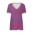 thumbnail image 4 of Fiudx Camisas para Mujer Camiseta de Manga Corta con Cuello En V Estampada de Verano para Mujer, 4 of 5