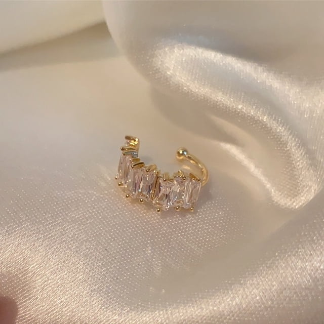 Pendientes de clip de hueso de oreja de metal con perla de circonita retro para mujer, pendientes de botón sin perforaciones personalizados, sencillos y a juego de Corea del Sur