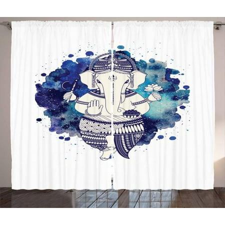 Watercolor Curtains 2 Panels Set Aquarelle Background With