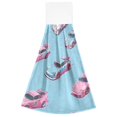 thumbnail image 7 of Haosy 2 Pack Kitchen Wash Cloths with Hanging Loops Absorbent Absorbent Quick Drying Hand Towels, Pink Blue Race Cars, 7 of 7