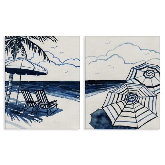 Stupell Industries Tropical Ocean Views Landscape & Nature Painting Wrapped Canvas Canvas Art Print Wall Art, 16 x 20, Set of 2