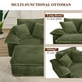 thumbnail image 6 of 47" Oversized Chaise Lounge Chair Indoor, Holaki Fluffy Corduroy Upholstered Springs Sofa Bed with Ottoman & Pillows, Modern Comfy Cloud Sofas Couches for Living Room, Bedroom, Green, 6 of 9
