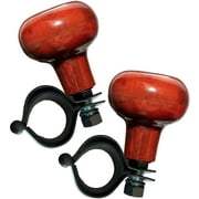 Zone Tech 2-Pack Woodgrain Steering Wheel Spinner Knob - Steering Wheel Spinner with Power Handle Suitable for All Vehicles for All Cars and Kinds of Automotive