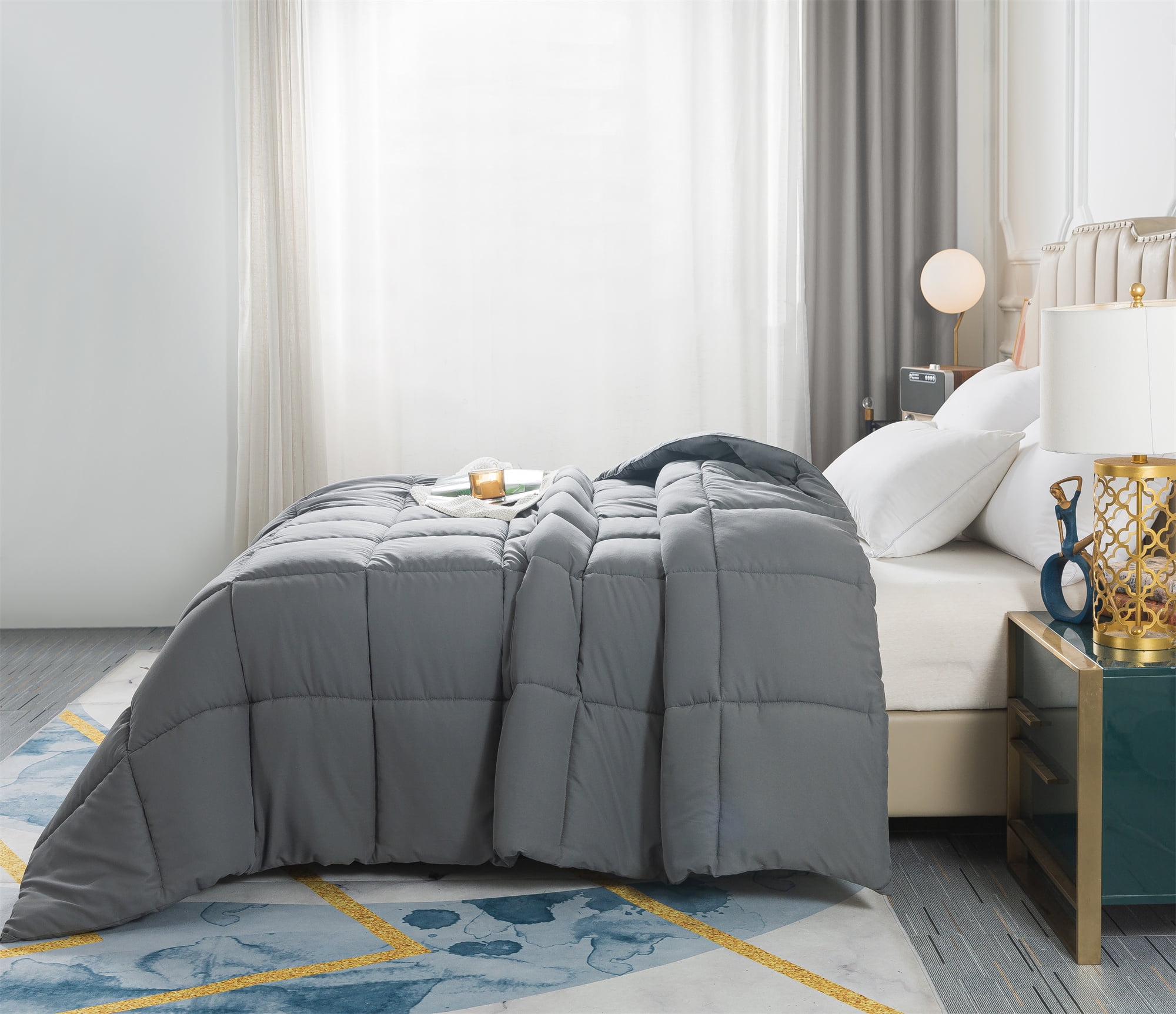 IGI Twin Comforter, Gray | All Season Hotel Down Alternative Duvet Insert, Adult, Unisex, 64x88in