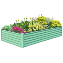 Domi Galvanized Raised Garden Bed ,Large Metal Planter Box for Growing Vegetables, Fruits, and Flowers Outdoors, Green, 8x4x1.5ft