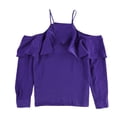 thumbnail image 1 of bar III Blusa tejida con hombros descubiertos para mujer, Púrpura, XS, 1 of 2