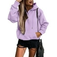 thumbnail image 2 of Aayomet Womens Hoodies Pullover Hoodies for Women Camo Leopard Print Tops Pullover Hooded Sweatshirt Drawstring with Pocket,Purple X-L, 2 of 5