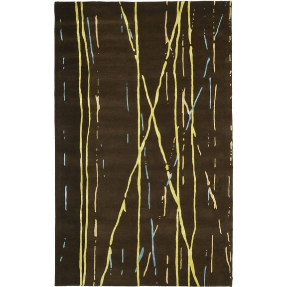 SAFAVIEH Soho Yasmin Abstract Wool Area Rug, Brown/Yellow, 3'6" x 5'6"