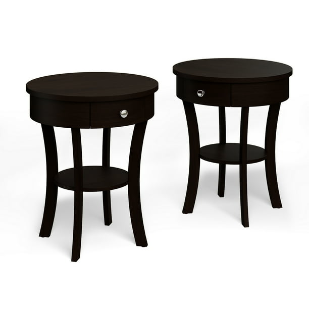 Costway 2 PCS 2tier Side End Sofa Table Round Nightstand Bedroom