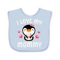 Inktastic I Love My Mommy with Cute Penguin and Hearts Girls Baby Bib