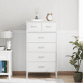 thumbnail image 2 of Slevoo 6 Drawer Dresser, Dresser for Bedroom with Steel Frame, Modern Chest of Drawers, White, 2 of 6