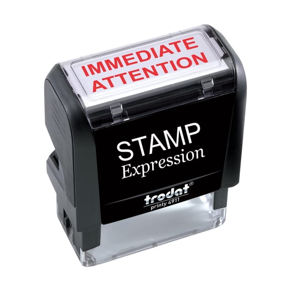 StampExpression - Immediate Attention Office Self Inking Rubber Stamp - Red Ink (A-5032)