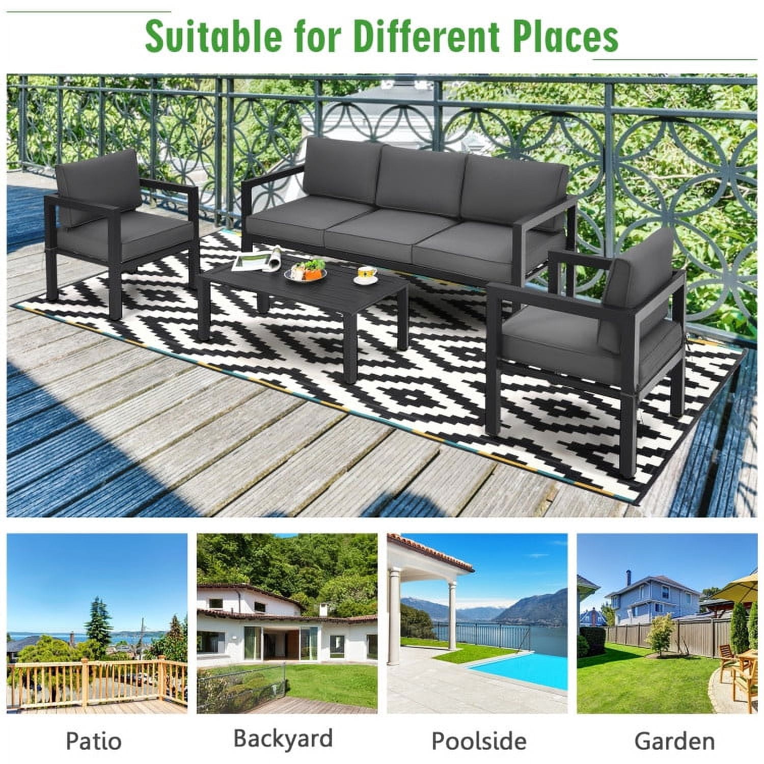 Aimee Lii 4 Pieces Outdoor Patio Furniture Set for Backyard and Poolside, Patio Conversation Sets, Gray Aimee Lii 4 Pieces Outdoor Patio Furniture Set for Backyard and Poolside, Patio Conversation Sets, Gray