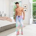 thumbnail image 3 of Men's Pajama Pants with Pockets Sleepwear Lounge Pants Stretch Casual Rainbow Tie Dye Color Print, 3 of 7
