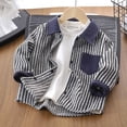 thumbnail image 2 of Abtuhar Toddler Boys Fall Winter Hooded Casual Outerwear and Jackets Striped Long‑sleeve Shirt Style Coat for 0‑11 Years, 2 of 5