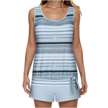 NIZELUK Dresses for Women Women s Clothing Matching Fall Savings Clearance Sales Today Deals Prime Women Bikini Print Strappy Back Set Two Piece Swimsuits Plus Size Bathing Suits Tankinis Swimwear