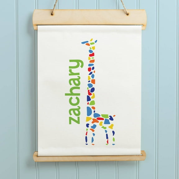 Sweet Boy or Girl Giraffe Personalized Hanging Canvas Banner