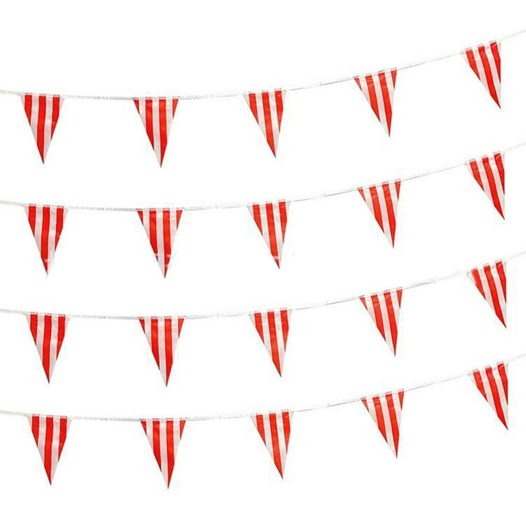Crazy Red And White Striped Pennant Banner Colored Flag Rope Triangular  Colored Flag, Carnival Circus Decoration Party Supplies, Children'S  Birthdays, New Year'S Eve Celebrations 