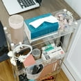 thumbnail image 6 of VECELO 3-Tier Rolling Utility Cart with Lockable Caster Wheels, Extra Hanging Cups and Hooks, Storage Shelves Organizer Cart for Living Room Bathroom Kitchen Office, Clear, 6 of 9