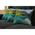 thumbnail image 5 of Ambesonne Nature Throw Pillow Cover 4 Pack, Idyllic Mountain Creek, 16", Teal Fern Green Marigold, 5 of 5