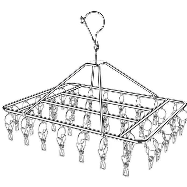 Percha de acero inoxidable para calcetines de gran tamaño, percha de ropa para el hogar con múltiples clips, resistente al viento, percha multifuncional para ropa