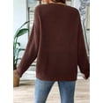thumbnail image 2 of Womens Sweaters Long Sleeve - Knit Pullover Tops Contrast Color Stitching V-Neck Pullover Sweater Coffee L, 2 of 7