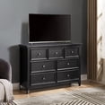 thumbnail image 3 of Gzxs 7-Drawer Dresser, Modern Chest of Drawers, 47.25" Wide Dresser for Bedroom, Living Room, Wooden Storage Drawer Cabinet with Metal Handles, Black, 3 of 8