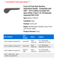 thumbnail image 2 of Front Left Seat Back Recliner Adjustment Handle - Compatible with 2007 - 2014 Cadillac Escalade ESV Sport Utility 4-Door 6.2L V8 Naturally Aspirated OHV FLEX 2008 2009 2010 2011 2012 2013, 2 of 2
