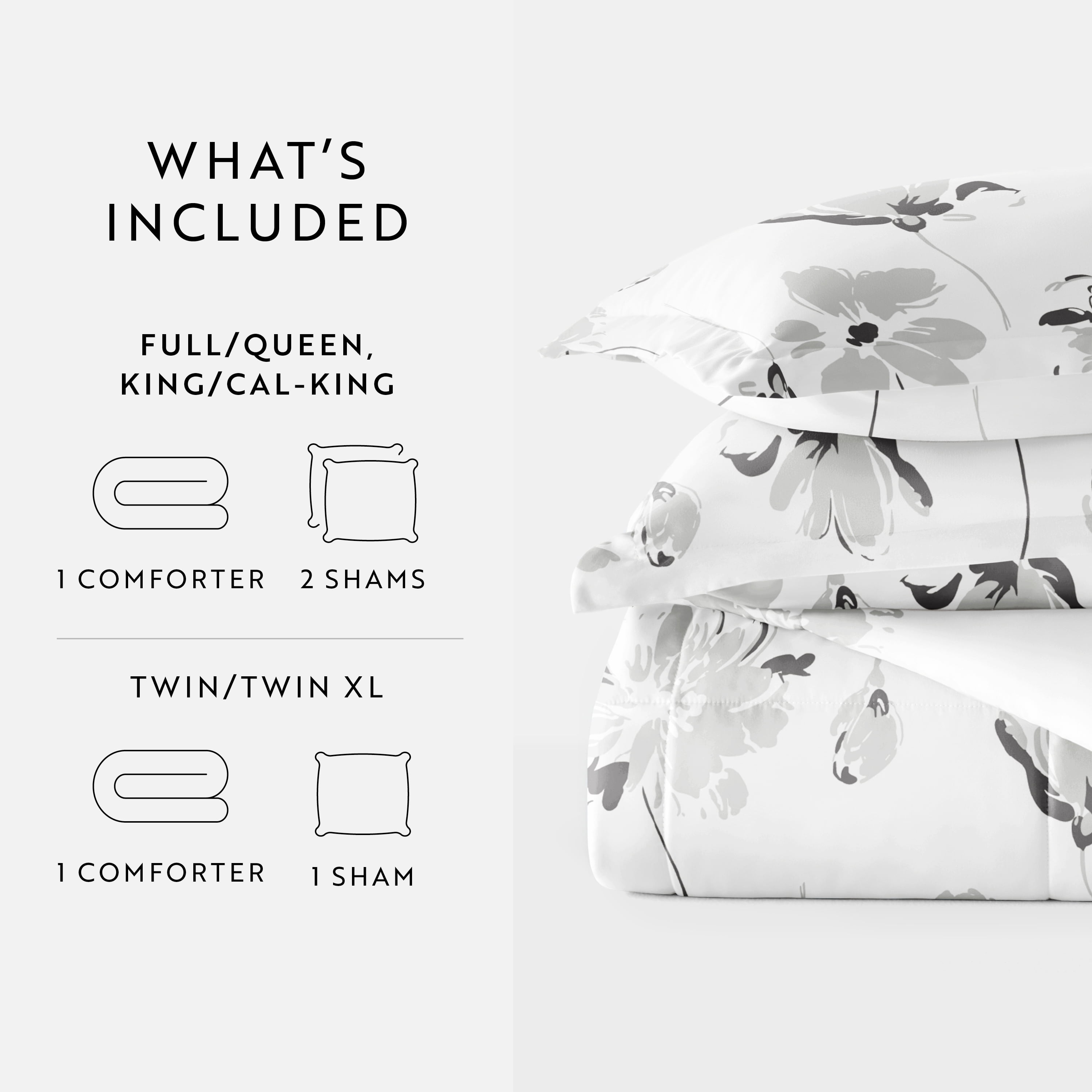 All Season Ultra Soft Comforter Set Down-Alternative Bedding in Magnolia Floral for King/Cal King by Comfort Canopy